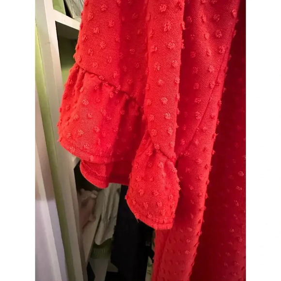 Coin 1804 Red Swiss Dot Button-Up Blouse (L) - Picture 3 of 4